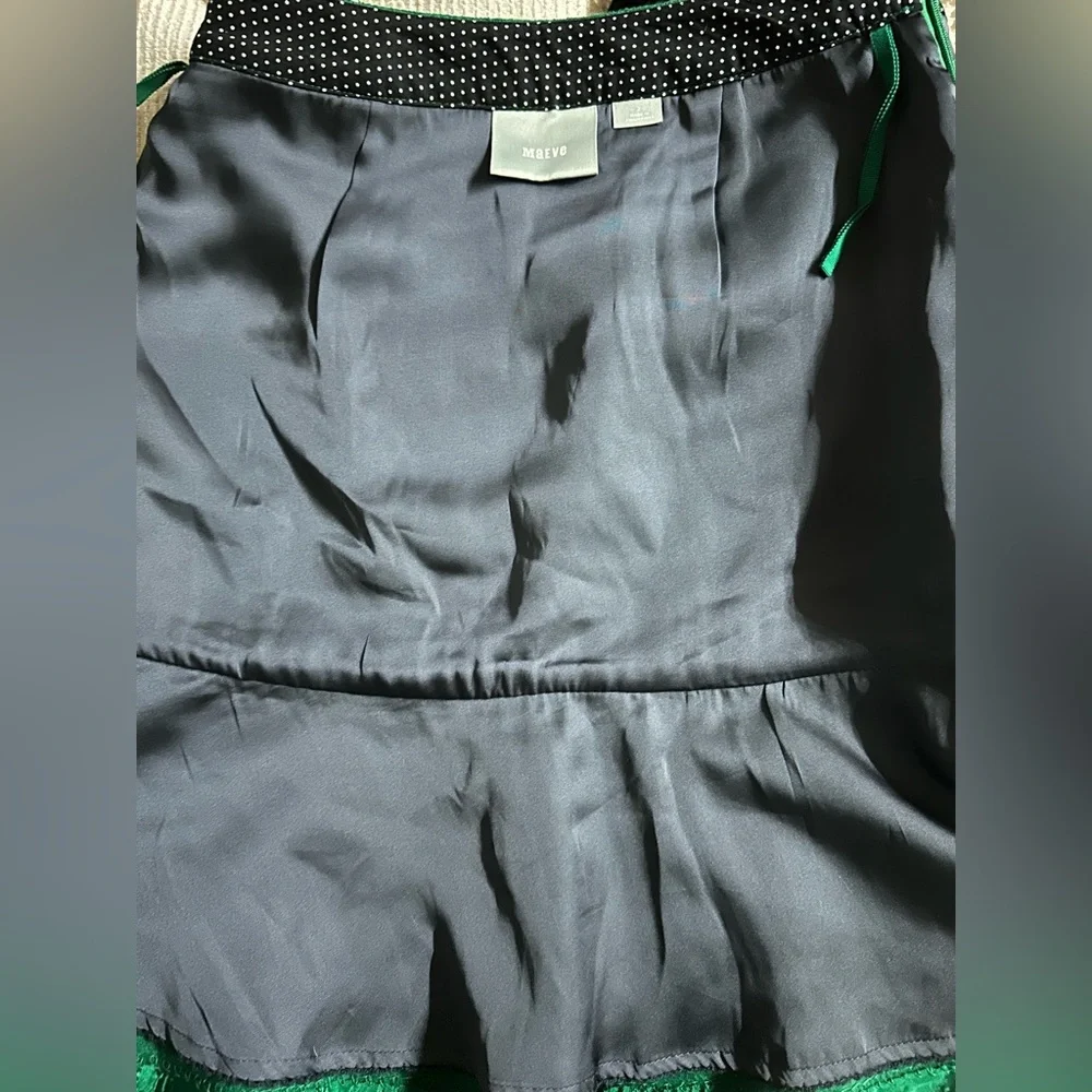 Anthropologie Maeve Wool Blend Emerald Green Tulip Style Mini Skirt Size 2